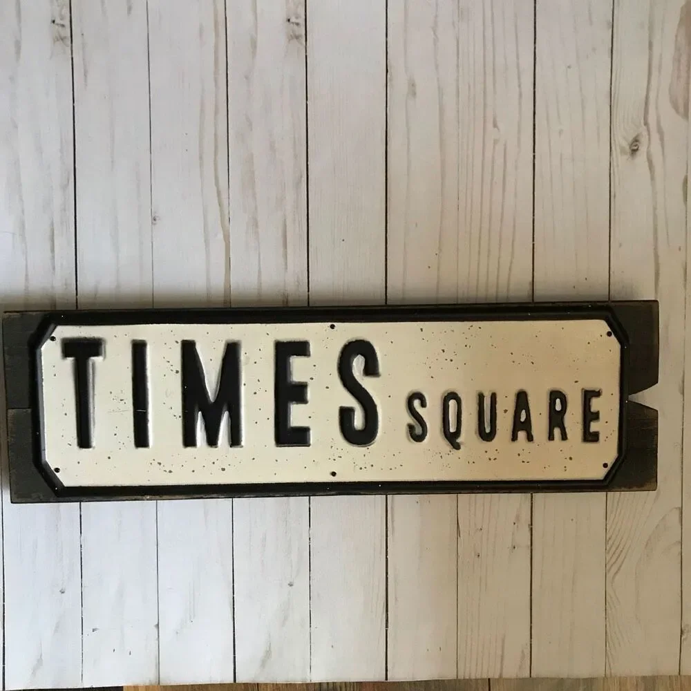 Times Square wood and metal sign Rustic 20” x 5.5” home decor